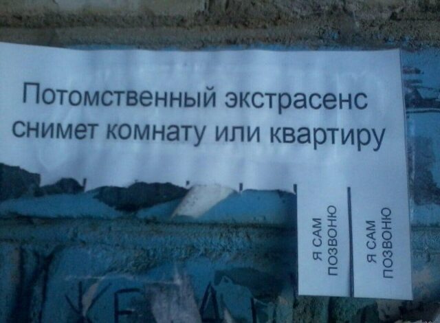 Photo of Смешные объявления, вывески и реклама: «Потомственный экстрасенс снимет квартиру…» (21 фото)
